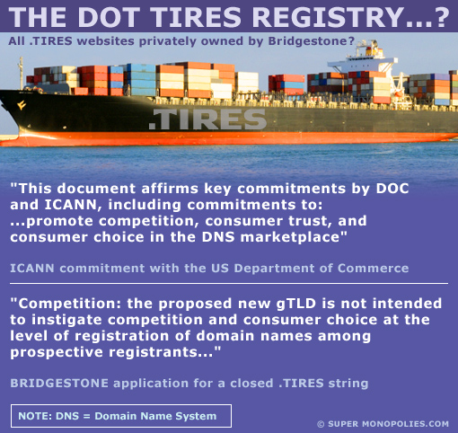 icann and bridgestone statements about .tires domains